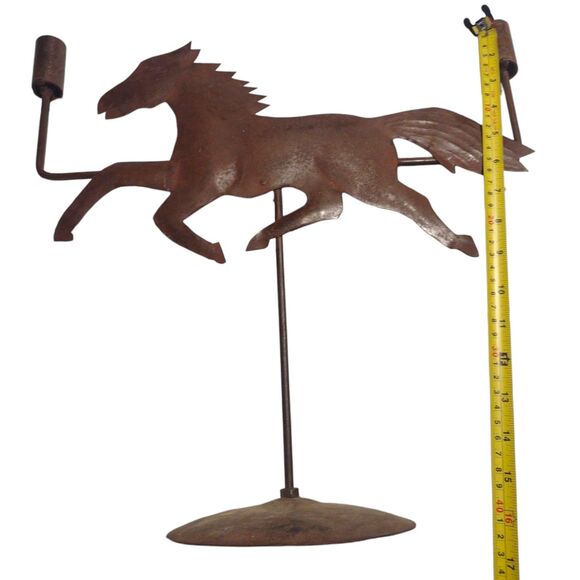 Rustic Metal Horse Candle Holder Primitive Ranch Equestrian Folk Art Vane Vtg - Picture 10 of 11